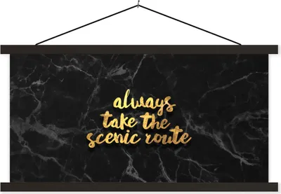 Produktbild von MuchoWow® Textilposter Zitate - Sprichwörter - Gold - Marmor 60x30 cm mit schwarzem Rahmen - Textilien