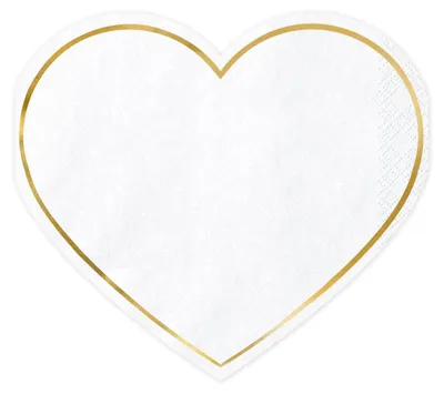 Immagine prodotto di Tovaglioli a forma di cuore 14x12cm bianco/oro 20 pezzi