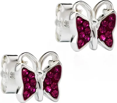 Produktbild von Echt 925 Sterlingsilber Paar Kinder Ohrstecker Schmetterling Zirkon Rosa 1910