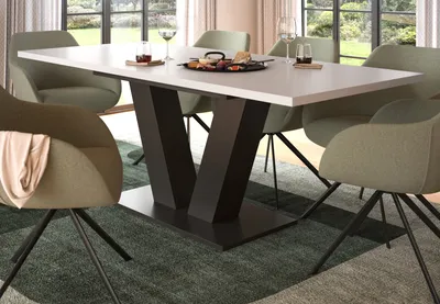 Produktbild von Esstisch "Home-X" in weiß und grau Esszimmertisch ausziehbar 150 - 190 cm