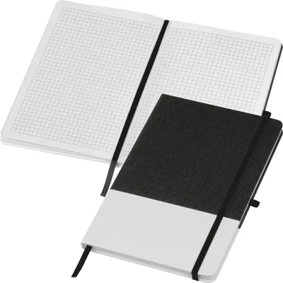 Produktbild von Notizbuch mit PolyurethanCover / A5 / 160 karierte Seiten / Farbe: weiß-schwarz
