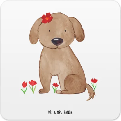 Produktbild von Mr. & Mrs. Panda Tischuntersetzer Hund Dame 10er Set - Weiß - Geschenk, Coaster, Glas-Untersetzer, Sprüche, Untersetzer Gläser, Liebenswert, Liebe, Hundeliebe, für, Hunde