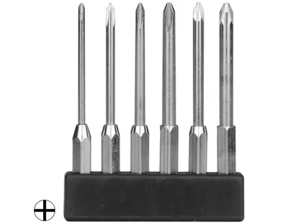 Produktbild von Mini Bit Sortiment Kreuz lang 6-tlg. Langbits Kreuzschlitz