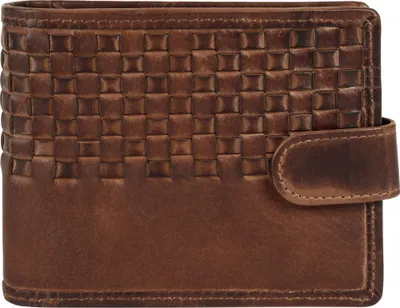 Produktbild von Herren Geldbörse aus echtem Rindleder, braun, Flechtoptik, HxBxT 9,5x12x2 cm