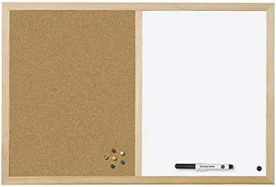 Immagine prodotto di Lavagna bianca e lavagna di sughero 2 in 1 - ideale per l'ufficio e la scuola - 300x400