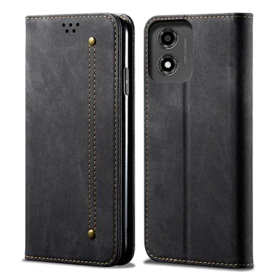 Produktbild von Hülle für Motorola Moto E14 Leder Brieftasche Flip Bookstyle Schutzhülle mit Standfunktion Schwarz