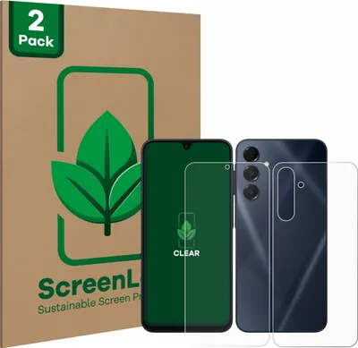 Produktbild von 2x ScreenLeaf Schutzfolie für Samsung Galaxy A16 5G (Display+Rückseite) nachhaltiger Displayschutz Display Schutz Folie Klar Transparent