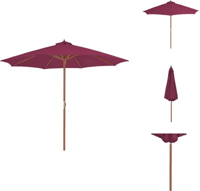 Image de vidaXL Parasol avec mât en bois 300 cm rouge bordeaux - Parasols & ombrelles