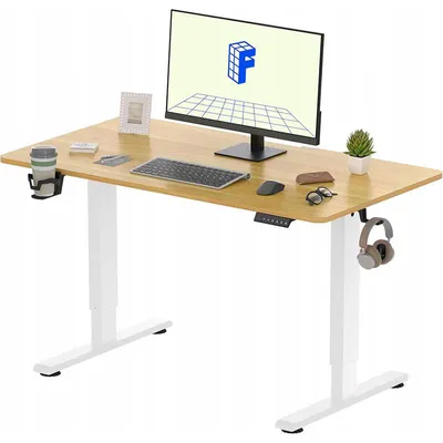Zdjęcie produktu dla Stół z regulacją wysokości QE1M-1154-EUV1, 110 x 54 cm, klon/biały