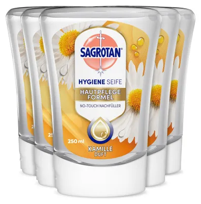 Produktbild von Sagrotan No-Touch Nachfüller Kamille – Für den automatischen Seifenspender – 5 x 250 ml Handseife