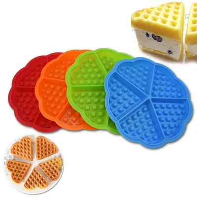 Produktbild von Silikon Waffelform Herzform 4 Stück Antihaft Backform für Kuchen Schokolade Pudding