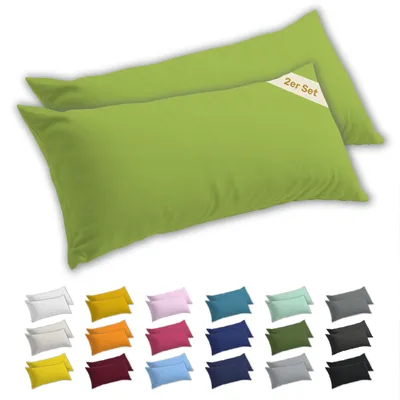 Produktbild von Lavea® 2er Set Seitenschläferkissen-Bezug 40x145 - 100% Baumwolle Jersey – Weiche Kissenhülle & Kopfkissenbezüge mit YKK-Reißverschluss - Apfelgrün