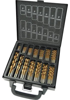 HSS-Spiralbohrerset, 99-teilig, Titanium beschichtet, Metallkoffer