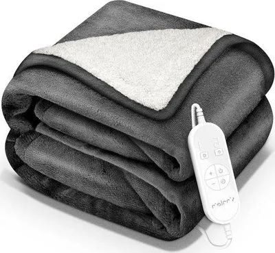 Zdjęcie produktu dla Koc elektryczny - koc grzewczy - koc relaksacyjny. 9 poziomów temperatury - wymiary 180x130 cm - kolor antracytowy