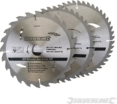 Zdjęcie produktu dla Silverline 408979 Tarcze pilarskie TCT 24, 40, 48 zębów, 3 szt
