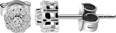 Produktbild von 925/- Echt Silber Ohrstecker mit Zirkoniabesatz, 925/rhodiniert