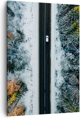 Produktbild von Bild auf Leinwand - Leinwandbild - Einteilig - Wald Weg Schnee - 50x70cm - Wand Bild - Wanddeko - Wandbilder - Leinwanddruck - Kunstdruck - Wanddekoration - Leinwand bilder - Wandbild - PA50x70-4654