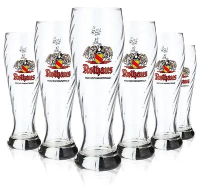 Produktbild von 6x Rothaus Weißbierglas 0,5l edles Relief-Kontur Gläser Set geeicht für Gastronomie