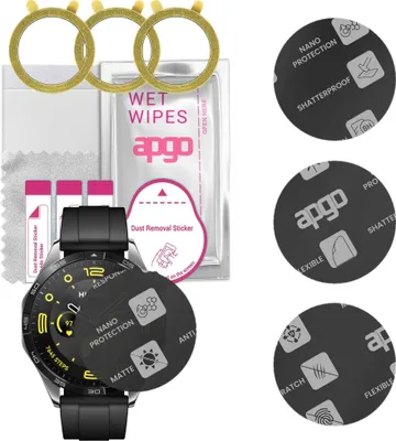 Produktbild von apgo 3 Stück Schutzglas, Matt, kompatibel mit Huawei Watch GT4 46 mm Smartwatch, Hybrid 8H, Ersatz für Hartglas, Displayschutzglas, Bildschirmschutz, Displayschutz, kratzfest