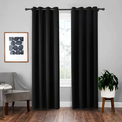 Image de Topchances Rideaux 238cm x 132cm,Thermo Rideaux occultants Echarpe à oeillets Déco Rideau opaque Occultation, Noir