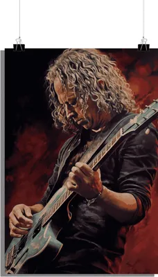 Zdjęcie produktu dla Plakat muzyczny - Plakat Kirk Hammett - Plakat Metallica - Plakat gitarzysta - 51x71cm - Idealny do oprawienia w ramkę