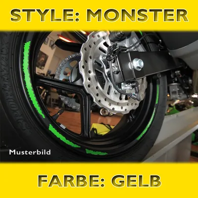 Immagine prodotto di Adesivo sul bordo del cerchio ""Monster"", giallo, larghezza 7 mm