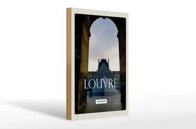 Produktbild von Holzschild Reise 20x30cm Louvre Museum Reiseziel Architektur