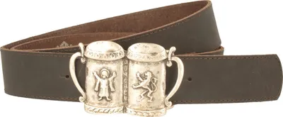 Trachten-Ledergürtel mit Bierkrug-Motivschließe von Hut-Breiter in braun