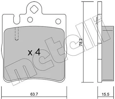 Produktbild von METELLI Bremsbeläge Satz Hinten Bremsklötze passend für MERCEDES-BENZ C-Klasse Limousine (W203) 22-0344-0