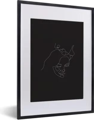 Produktbild von MuchoWow® MuchoWow® Gerahmtes Poster Strichzeichnung - Schwarz - Weiß - Kuscheltier 30x40 cm - Poster mit zchwarzem Bilderrahmen - Wandposter Schlafzimmer