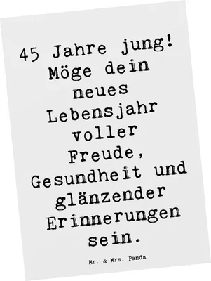 Produktbild von Mr. & Mrs. Panda Postkarte Spruch 45. Geburtstag - Weiß - Geschenk, inspirierende Sprüche, Ansichtskarte, herzliche Botschaft, Geburtstagssprüche, Postkarten, Fotokarte