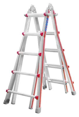 Produktbild von Hymer Teleskopleiter, 4x5 Sprossen, senkr. Höhe Stehleiter 1,40 - 2,49 m, Reichhöhe 3,80 / 6,10 m, Gewicht 15,2 kg