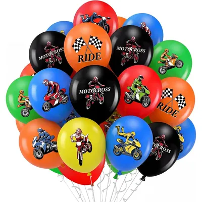18 Motorrad-Ballons aus Gummi, Geburtstagsdekoration