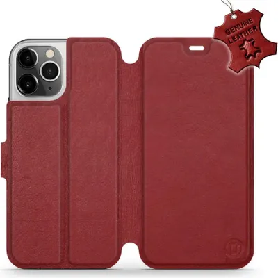 Produktbild von Echtleder Handyhülle für iPhone 12 Pro, Mobiwear Leather, Dunkelrot
