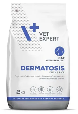 Zdjęcie produktu dla Dieta weterynaryjna VET EXPERT Dermatosis Kaczka i Ryż dla kotów – sucha karma dla kotów – 2 kg