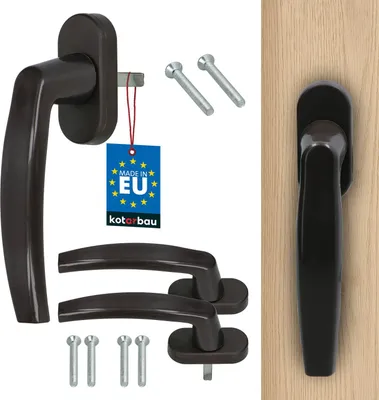 Produktbild von KOTARBAU® 2er Set Fenstergriff Balkontürgriff Druckknöpfe PVC 35 mm Braun Terassentürgriff Universal Einfacher Einbau Wetterfestes Material