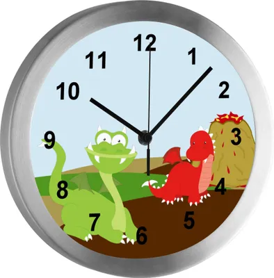 Produktbild von Funkuhr, Kinder Wanduhr, Kinderuhr, Kinderzimmer  Drache