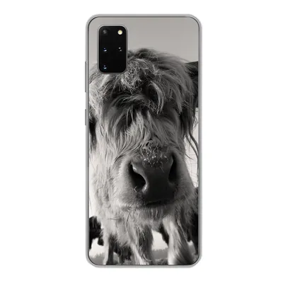 Produktbild von MuchoWow® Handyhülle Schutzhülle Hülle für Samsung Galaxy S20 Plus Schottischer Highlander - Schwarz - Weiß - Tiere Silikon Softcase Handy Hülle - Hartschale