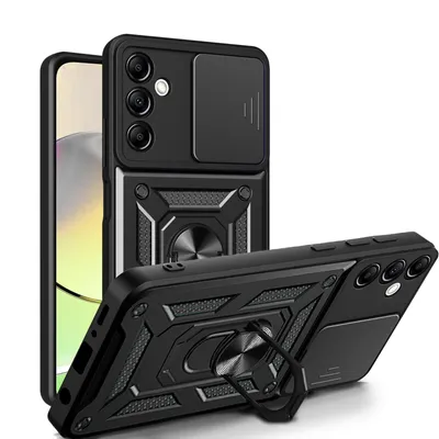 Produktbild von Outdoor Panzer Hülle für Samsung Galaxy A14 mit Kameraschutz Ringhalter Bumper  Schwarz