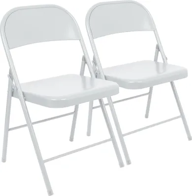 Produktbild von Harbor Housewares Metallklappstühle – Mattweiß – 2er-Pack