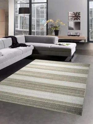 Produktbild von Teppich Sisal Optik Küchenläufer Küchenteppich Streifen grau Größe - 80x150 cm
