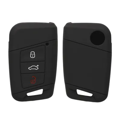 Produktbild von kwmobile Autoschlüssel Silikon Hülle kompatibel mit VW 3-Tasten Autoschlüssel (nur Keyless Go) - Schlüsselhülle in Schwarz