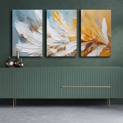 Produktbild von Wallity, 3P4570GSC-017, Dekoratives Leinwandgemälde (3 Teile), Mehrfarbig, 100 % LEINWAND, 145 x 70 cm