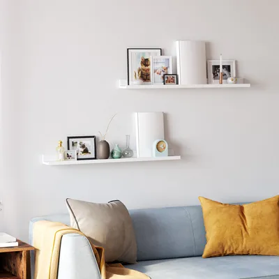 Produktbild von SONGMICS 2er Set, Schweberegal mit Hochglanzoberfläche, 10 x 80 cm, Wandboard für Bilderrahmen und Bücher LWS080W01