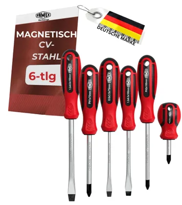 Produktbild von FAMEX 7751-6 Schraubendreher Set 6-tlg. - mit magnetischen Spitzen