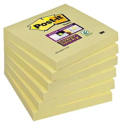 Immagine prodotto di Foglietti adesivi 3M Post-it Super Sticky gialli 76x76 mm, confezione da 6 pezzi