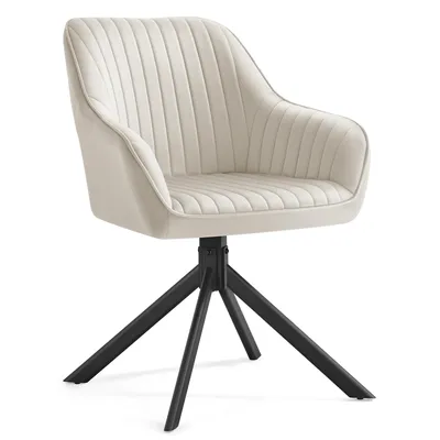 Produktbild von SONGMICS Esszimmerstuhl, drehbar, Samt, Polsterstuhl mit Armlehnen, bis 120 kg belastbar, beige-schwarz
