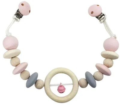 Image de Hess Accroche-poussette naturel avec cloche rose