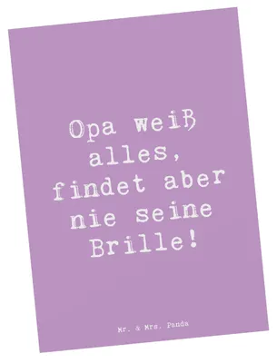 Produktbild von Mr. & Mrs. Panda Ansichtskarte Spruch Opa Wissen - Lavendeltraum - Geschenk, Ansichtskarten, handgemacht, Kunstkarten, Familie, Großvater, Postkarten, Grußkarte, Großpapa