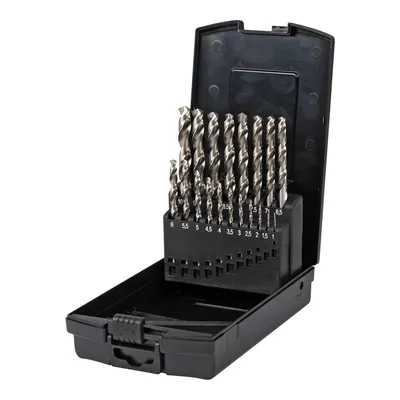 Produktbild von STIER Spiralbohrer Set, 19-tlg, HSS-Co5 (5% Kobalt) / HSS-E, Premium, geschliffen, zylindrischer Schaft, DIN 338 Typ N, für Edelstahl, Grauguss, Hartkunststoff, hochlegierten & Nichteisenmetalle, 65-67 HRC, 135° Spitzenwinkel, für Bohrständer & Säulenbohrmaschinen